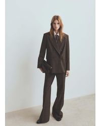 Mango - Double-Breasted Check Suit Jacket - Lyst