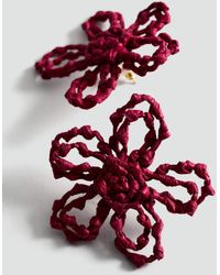Mango - Flowers Raffia Earrings - Lyst