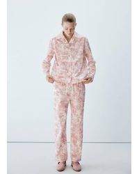 Mango - Printed Cotton Trousers - Lyst
