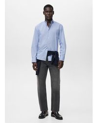 Mango - Camicia Cotone Righe Regular-Fit Celeste - Lyst