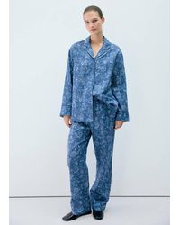 Mango - Printed Pyjama Shirt With Piping - Lyst