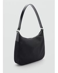 Mango - Borsa Media Tracolla Nylon Nero - Lyst