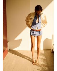 Mango - Check Mini Shorts - Lyst