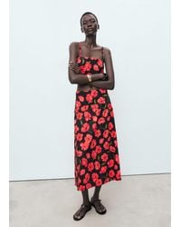 Mango - Jupe Évasée À Imprimé À Fleurs Noir - Lyst