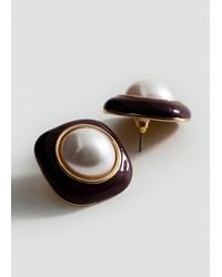 Mango - Boucles D'Oreilles Perles Combinées Grenat - Lyst