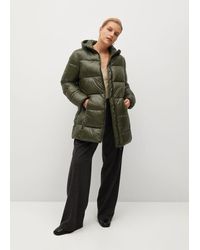 Mango Gewatteerde Jas Met Capuchon - Groen
