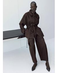 Mango - Linen Jacket With Belt - Lyst