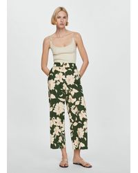 Mango - Flower Print Trousers - Lyst