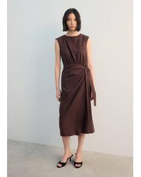 Mango - Linen Wrap Dress - Lyst