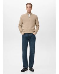 Mango - Cotton Sweater With Neck Zip - Lyst