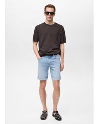 Mango - Slim-Fit Denim Bermuda Shorts - Lyst