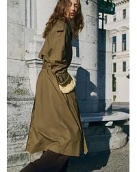 Mango - Double-Breasted Trench Coat With Corduroy Collar Khaki - Lyst