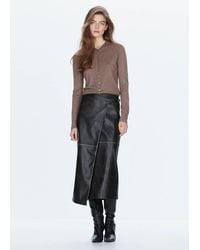 Mango - Wrap-Over Faux Leather Skirt - Lyst