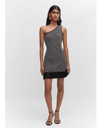 Mango - Knitted Dress with Fringe Design Black - 8 - Women