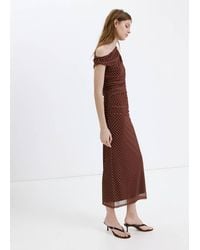 Mango - Fitted Polka Dot Midi Dress - Lyst