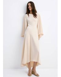 Mango - Flared-Sleeve Satin Dress - Lyst