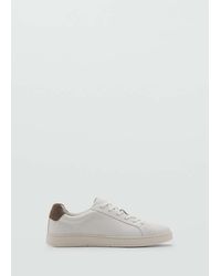 Mango - Contrasting Panel Leather Sneakers - Lyst