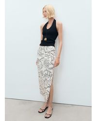 Mango - Slit Printed Long Skirt - Lyst