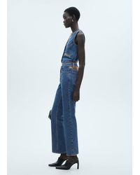 Mango - Denim Waistcoat With Contrast Details Dark - Lyst