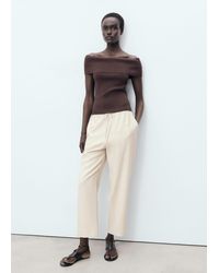 Mango - Drawstring Flowy Trousers - Lyst