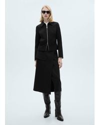 Mango - Jupe Midi Détail Boucle Noir - Lyst