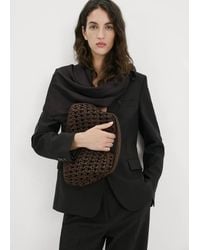 Mango - Borsetta Da Mano Fibra Naturale Cioccolato - Lyst