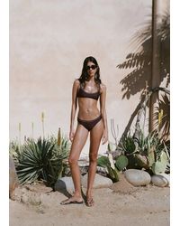 Mango - Bas De Bikini Brésilien Avec Clous Marron - Lyst