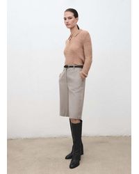 Mango - Openwork Knitted Polo-Neck Sweater - Lyst