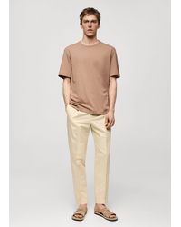 Mango - 100% Cotton Slim-fit T-shirt Tobacco - Lyst