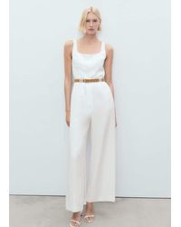 Mango - Long Lyocell Jumpsuit With Belt - Lyst