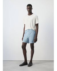 Mango - Slim Fit Cotton Lyocell Bermuda Shorts - Lyst