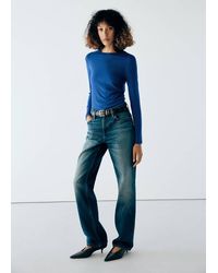 Mango - Long-Sleeved Fitted T-Shirt - Lyst