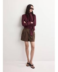 Mango - Long-Sleeve Blouse With A Scarf Collar - Lyst