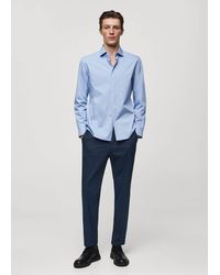 Mango - Slim Fit Technical Fabric Trousers Dark - Lyst