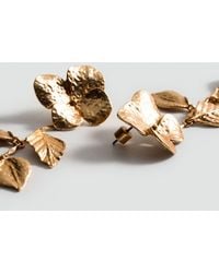 Mango - Metallic-Flower Hanging Earrings - Lyst