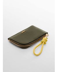Mango - Leather-effect Zipped Card Holder Dark - Lyst