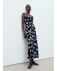 Mango - Midi-Dress With Draped Neckline - Lyst
