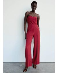 Mango - Strapless Ruched Jumpsuit - Lyst