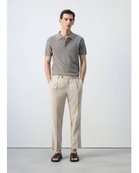 Mango - Ribbed Cotton-Linen Blend Polo - Lyst