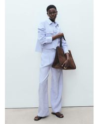 Mango - Striped Linen-Blend Trousers - Lyst