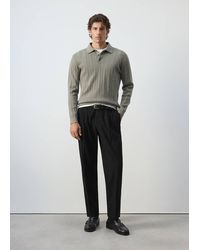Mango - Knitted Structured Polo Sweater - Lyst