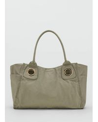 Mango - Canvas Eyelets Handbag - Lyst
