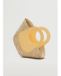 mango straw bolsa with front panel in tan