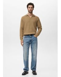 Mango - Knitted Structured Polo Sweater - Lyst