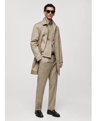 Mango - Cotton Trench Coat With Collar Detail - Lyst