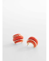 Mango - Volume Hoop Earrings Coral - Lyst