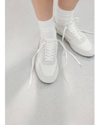 Mango - Lace-Up Leather Sneakers - Lyst