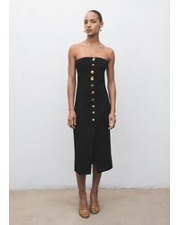 Mango - Trägerloses Kleid Mit Juwelenknöpfen - Lyst
