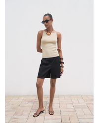 Mango - Fine Ribbed Knit Top - Lyst