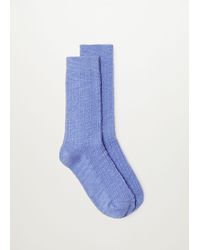 Mango Ribbed Cotton Socks Sky Blue